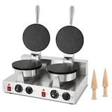 thumbnail of VERTES wafelijzer dubbel, kegelijzer voor ijswafels, 48 stuks per uur, kegel, instelbaar 0-300°C, timer, tefloncoating
