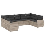 thumbnail of vidaXL 9-tlg. Garten-Sofagarnitur mit Kissen Hellgrau Poly Rattan
