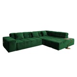 thumbnail of KAWOLA Sofa NEVADA Ecksofa Velvet smaragd Recamiere rechts