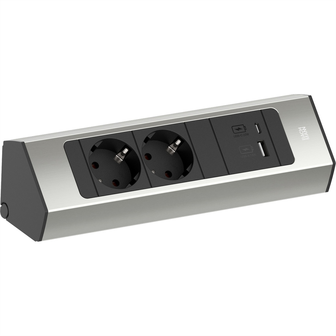 BACHMANN CASIA2 2xCEE7/3 1xUSB A/C 22W 2,0m AEH Edelstahl-Optik