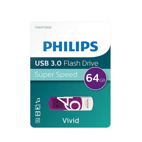 Philips FM64FD00B USB-Stick 64 GB USB Typ-A 3.2 Gen 1 (3.1 Gen 1) Violett, Weiß