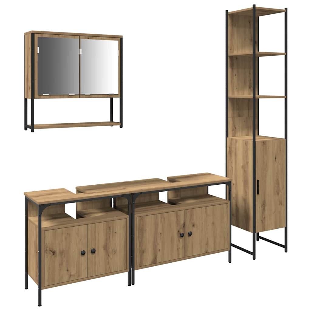 vidaXL Badezimmermöbel Set 4 pcs Eiche handwerklich 33 x 33 x 185.5 cm