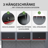 thumbnail of Werkstattwand 13-tlg. modulares Werkstattschranksystem aus Stahl mit massiver Holzarbeitsplatte rot