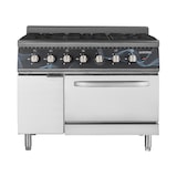 thumbnail of Cocina de gas profesional, 6 fuegos, llama piloto, horno gas 6 kW, acero inoxidable AISI 304, 85 x 105 x 70 cm, 43,2 kW EASYLINE 11506 Vaiotec