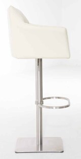thumbnail of 2er Set Barhocker SIHAR - Kunstleder Creme 64x45x88 cm Silber | Barstuhl Höhenverstellbar Mit Lehne Drehbar Tresenhocker Tresenstuhl Kneipenhocker