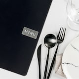 thumbnail of Securit® Menukaart A4 "Leather" - Zwart - Lijn "Royal" - 100% ecologisch leer - Plaat "Menu" + blanco plaat inbegrepen - 4 zijden