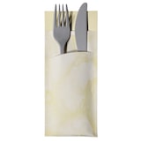thumbnail of 30 Bestecktaschen mit Serviette creme beige marmoriert 20 cm