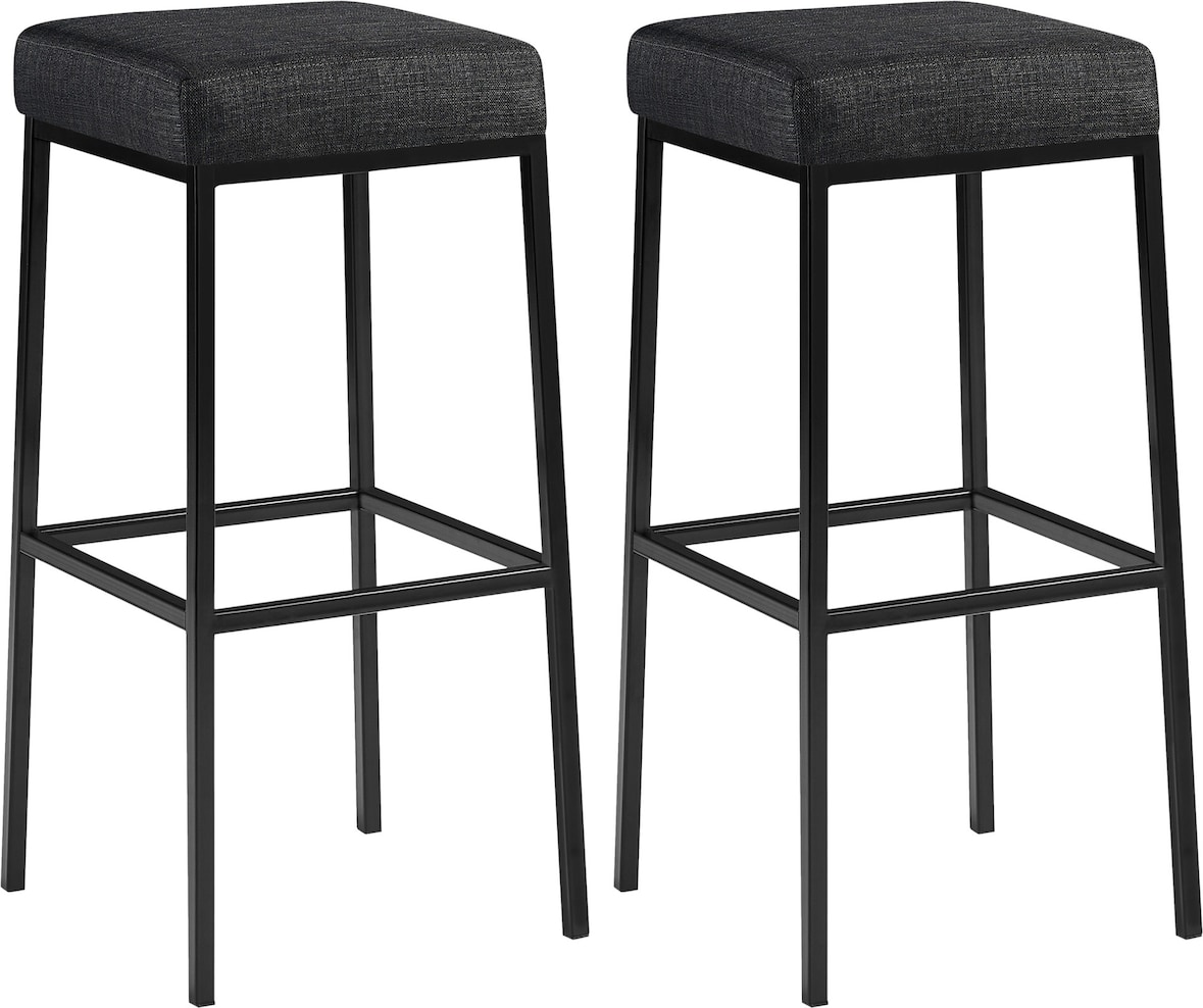 2er Set Barhocker BIDAN - Stoff Dunkelgrau 37x37x78 cm | Barstuhl Mit Lehne Tresenhocker Tresenstuhl Kneipenhocker Kneipenstuhl