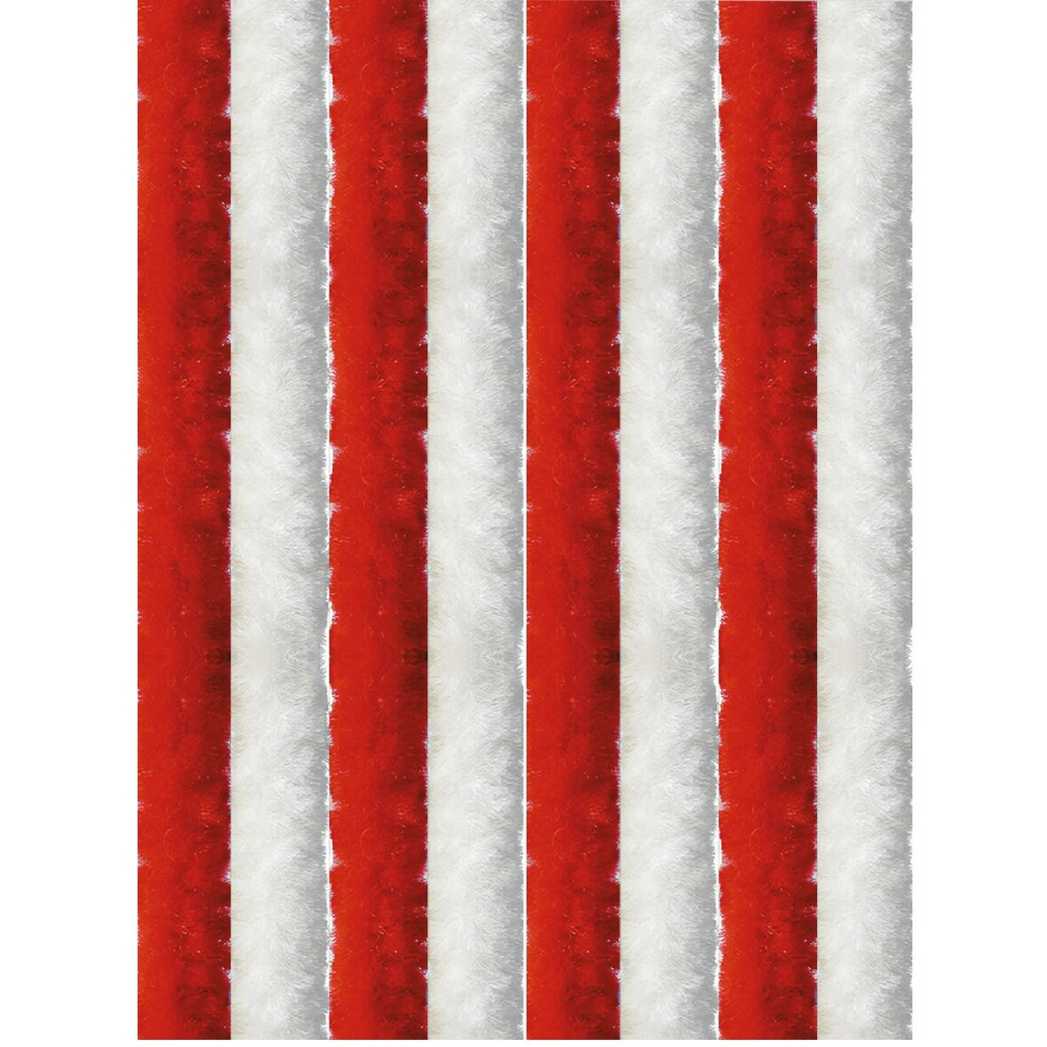 Flauschvorhang 120x200 Unistreifen rot - weiß