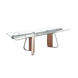thumbnail of Angel Cerdá Tavolo da pranzo rettangolare allungabile in vetro temperato, noce e acciaio cromato 1159C 180 x 100 x 76