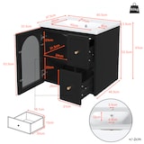 thumbnail of Wandmontierter Badschrank aus MDF in Schwarz, 60,5x47,5x57 cm, mit Keramikbecken, LED-Innenbeleuchtung und Soft-Close