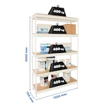 thumbnail of SimonRack Industrieregal, 3000x1200x750 mm, 400 kg am Biegepunkt, 5 Holzböden, Garagenregal, Weiss/Holz- Ecoforte
