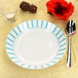 thumbnail of Split türkis 6er Set Suppenteller 450ml Porzellan Teller tief Pasta Streifen