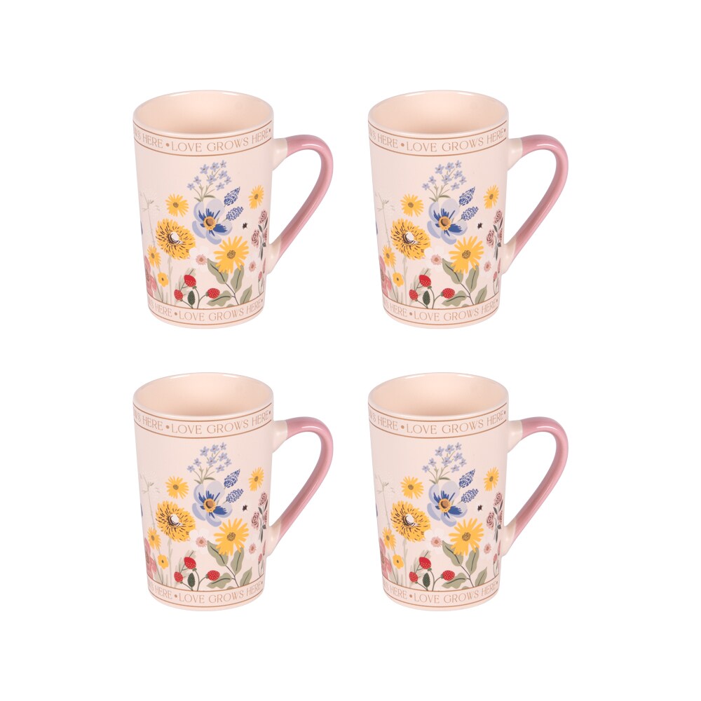 Coffret de 4 mugs Céleste 38 cl -  Multicolore Rond Porcelaine Table Passion 12.00x8.00 cm