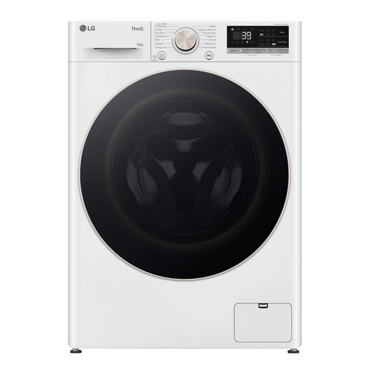 Lg Lavatrice 1400 giri, carico 10kg , classe efficienza A, colore bianco, vapore