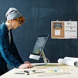 thumbnail of Relaxdays Kombitafel 2 in 1, Kork Pinnwand & Magnettafel, Aluminiumrahmen, Kombiboard mit Ablage, 30 x 45 cm, weiß/natur