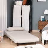 thumbnail of HOMCOM Sofá-cama estofado individual com almofada acolchoada e encosto ajustável em 3 posições Pernas dobráveis ​​ocultas 95x95x80 cm bege