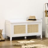 thumbnail of HOMCOM Banco Sapateira com 2 Portas de Vime Estilo Boémio Carga Máxima 130 kg para Corredor Entrada 80x35x45 cm Branco e Bege