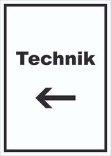 thumbnail of Technik Schild mit Text und Richtungspfeil links Hauswirtschaftsraum hochkant A1 (594x841mm)