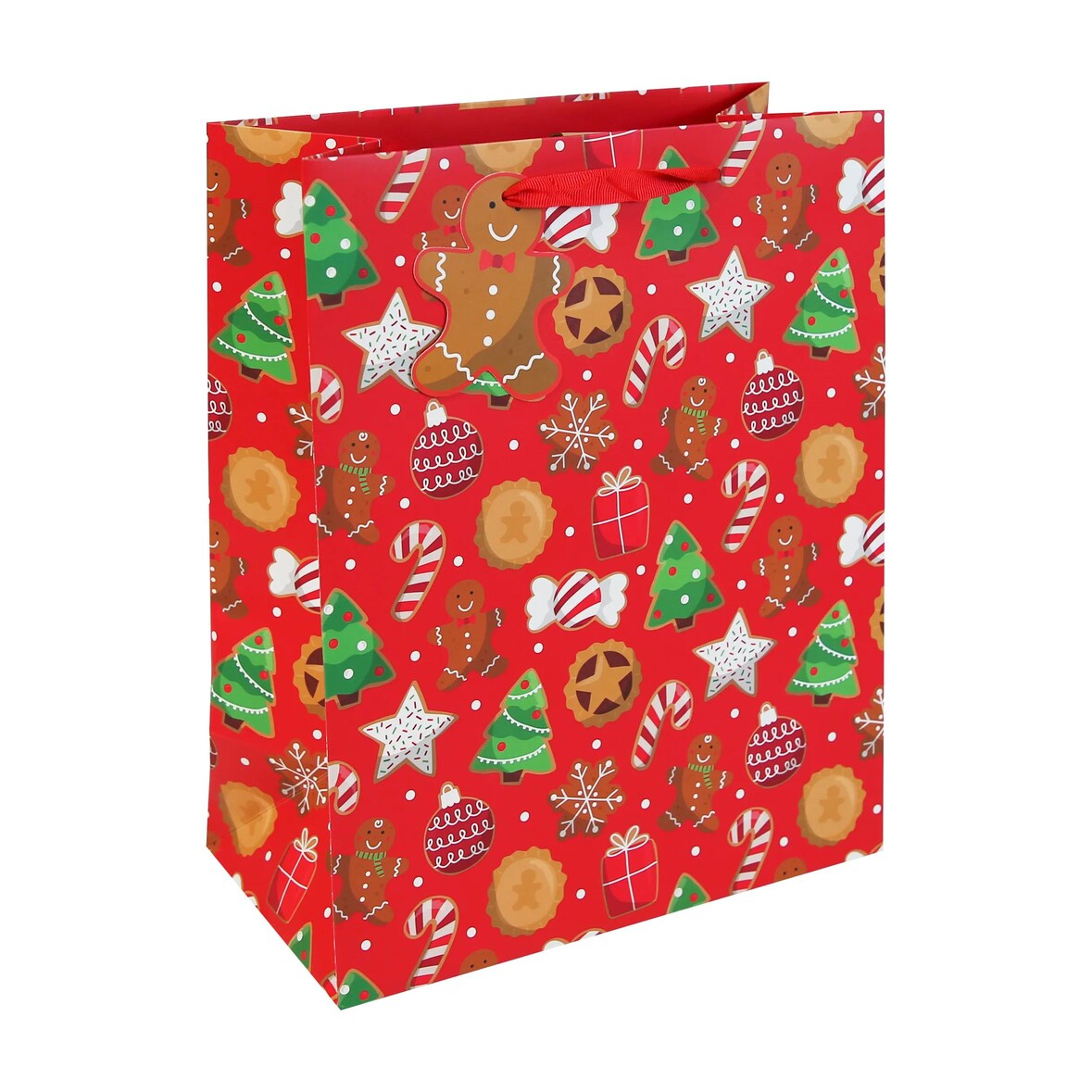 Clairefontaine X-36124-2C 12x Große Geschenktasche, Weihnachtsleckereien, 26,5x14x33 cmRot