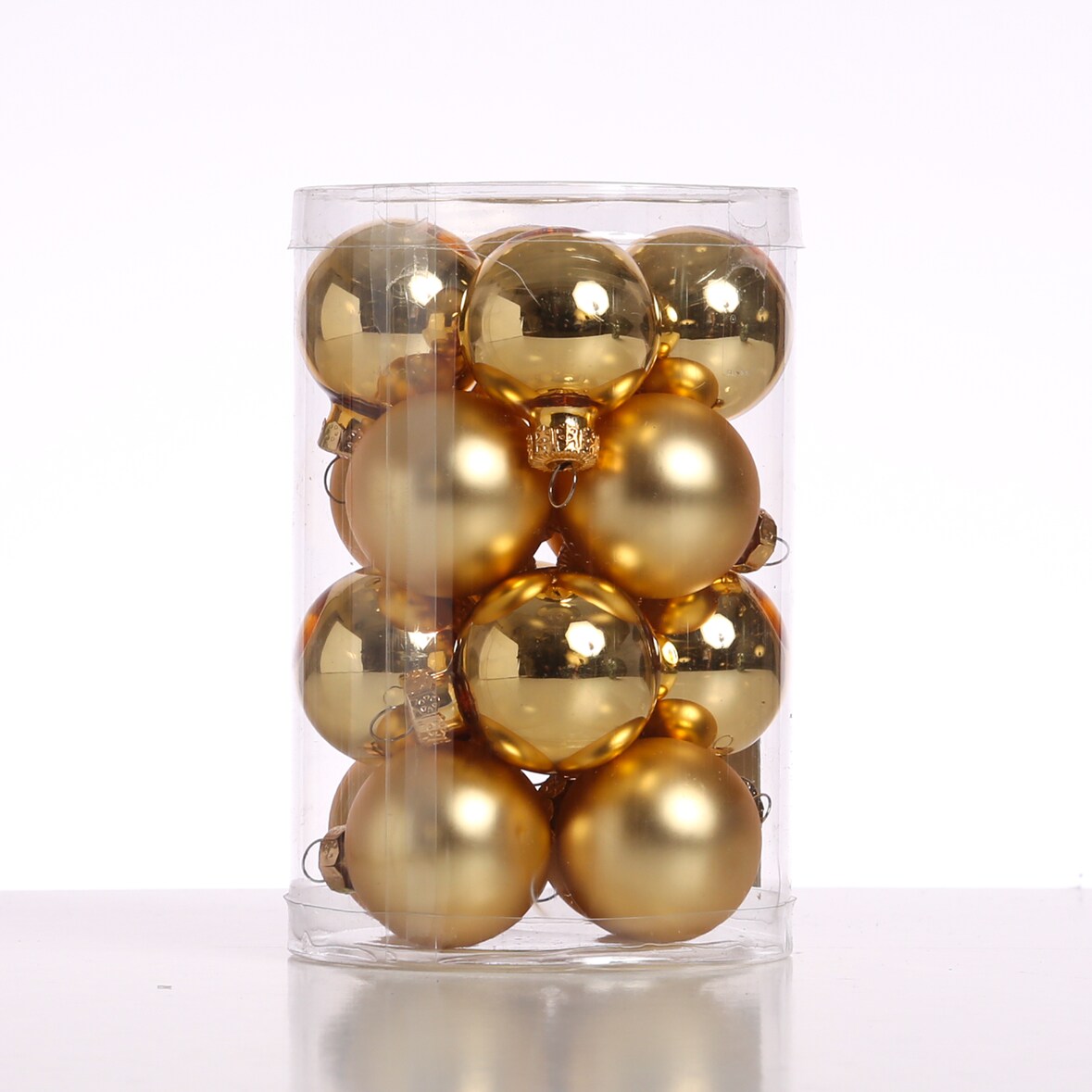 Christbaumkugel Weihnachtskugel Glas D: 3,5cm glänzend matt gold 16St