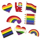 thumbnail of Pride 8er Set Metall-Anstecker verschiedene Designs mit Regenbogen