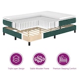 thumbnail of vidaXL Boxspringbett mit Kopfteil Dunkelgrün 90 x 200 cm Samt