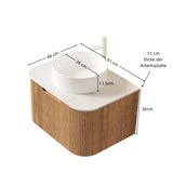thumbnail of Hängender Badezimmer-Waschtisch 49×61×48 cm mit Keramik-Waschbecken und Carrara-weißer Arbeitsplatte in Naturholz-Optik, Soft-Close-Schubladen