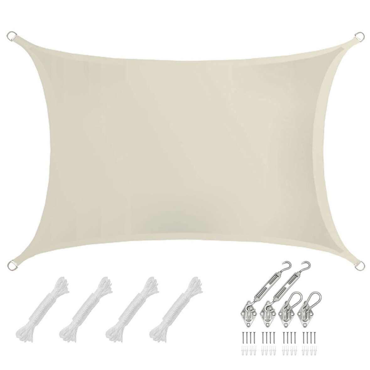 2x3m Sonnensegel Rechteckig Wasserdicht - Sonnenschutz Segel Set mit Befestigung
