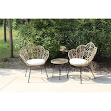 thumbnail of Garden Friend Salotto Fiji in acciaio e polyrattan set composto da un tavolo e due sedie colore nero, naturale e bianco