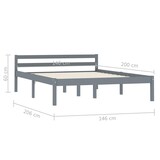 thumbnail of Cadre de lit sans matelas gris bois massif de pin 140x200 cm Modèle Arvessal