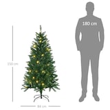 thumbnail of HOMCOM árbol de navidad artificial altura 150 cm ignífugo con 502 ramas 150 luces LED IPX2 8 modos hojas de PVC apertura automática base plegable