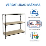 thumbnail of SimonRack Estanteria Metalica, 1000x1100x500 mm, 3 Alturas, Bandeja Madera, 200 kg de Punto Flexión, Estanterias Almacenaje, Antracita - Maderclick