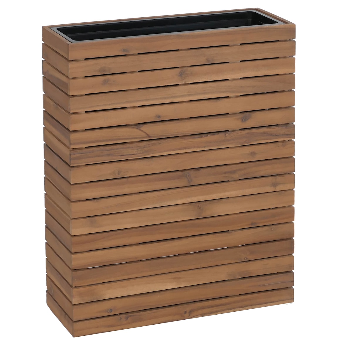 Pflanzkasten HWC-L21, Hochbeet Pflanzkübel Blumentopf, eckig 77x63x23cm Outdoor Akazie Holz MVG-zertifiziert ~ hellbraun