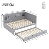 thumbnail of Schlafsofa 140x200 mit LED-Beleuchtung, Stauraum und USB-Anschlüssen, Grau – Ausziehbares Bett für kleine Räume