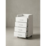 thumbnail of Rollcontainer WL5.748 40 x 70,5 x 33 cm Weiß, Schreibtisch-Container Rollschrank 4 Schubladen, Moderner Schubladencontainer mit Rollen,