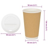 thumbnail of DELUKE® Gewellte Pappbecher Braun 1000 Stück Mit Deckel - 400ml Einwegbecher Getränkebecher Pappe Becher Einweg Kaffeebecher Teebecher Partybecher