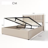 thumbnail of Merax Doppelbett 140x200 Polsterbett aus Leinen mit Lattenrost & Hydraulische Stauraum Beige