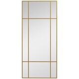 thumbnail of Wandspiegel rechteckig 110x50x2 cm Metallrahmen mit Gitterdesign in Gold, dickes Glas mit Sicherheitsfolie, vertikal oder horizontal