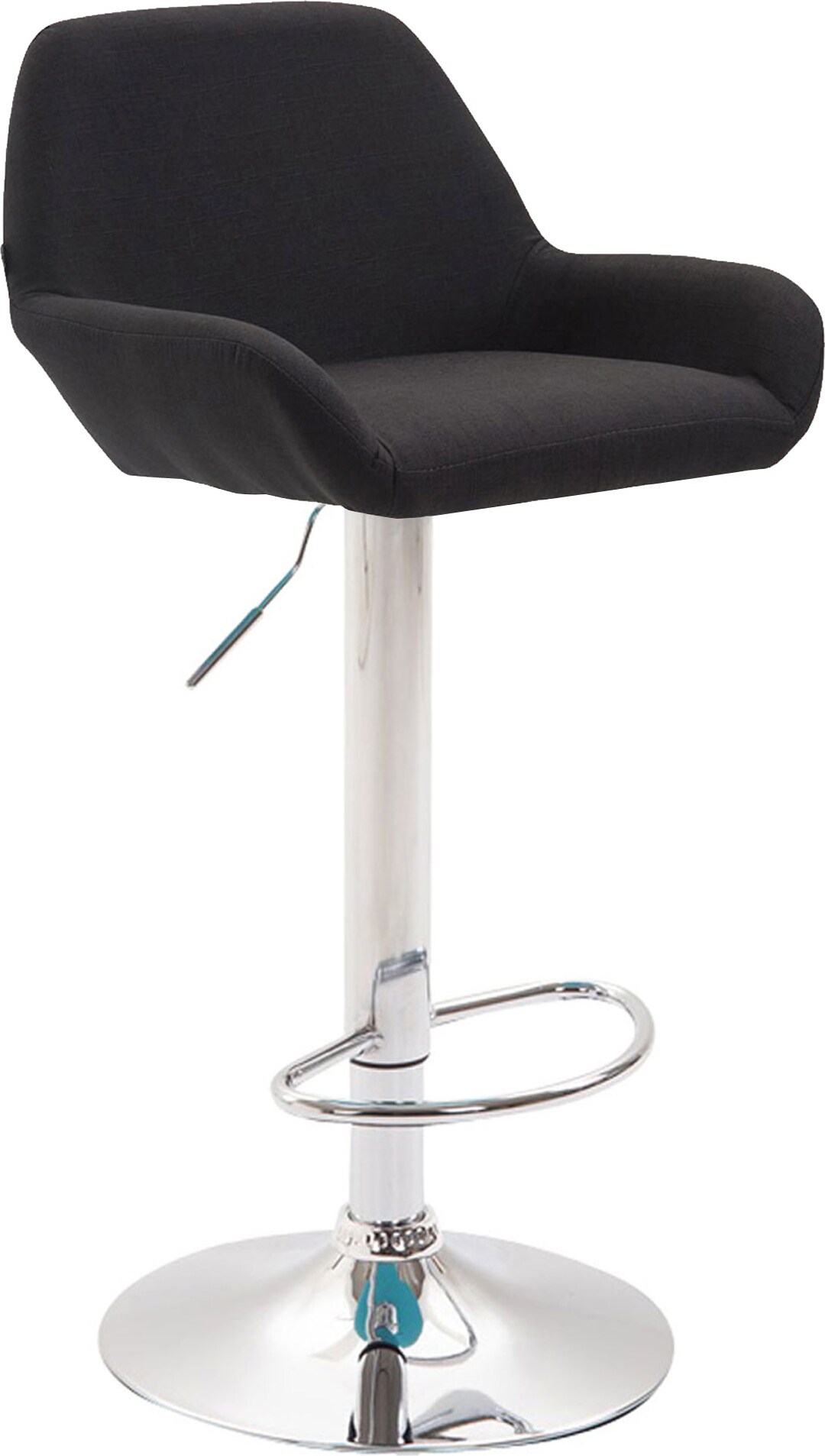 DELUKE® Barhocker DUBLIN - Schwarz, Stoff, Chrom | Barhocker mit Lehne Barstuhl Tresenhocker Tresenstuhl Kneipenhocker Kneipenstuhl