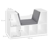thumbnail of HOMCOM librería con asiento estantería de libros con 6 cubos estantería infantil con cojín 102x30x61cm blanco y gris