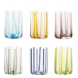 thumbnail of Zafferano Set 6 Tumbler Tirache in vetro colorato lavorato a mano, design elegante con linee a rilievo, colori assortiti, qualità artigianale