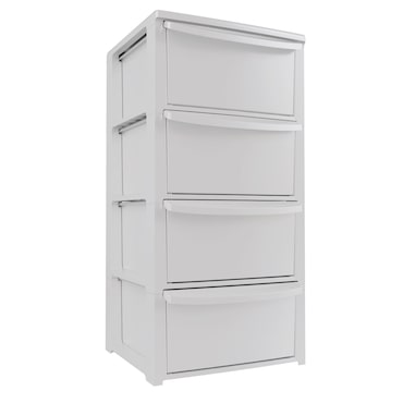 Cassettiera bianca a 4 cassetti - Mobile contenitore per camera da letto, ufficio, lavanderia 39 x 38,5 x H 80,5 cm Art Plast