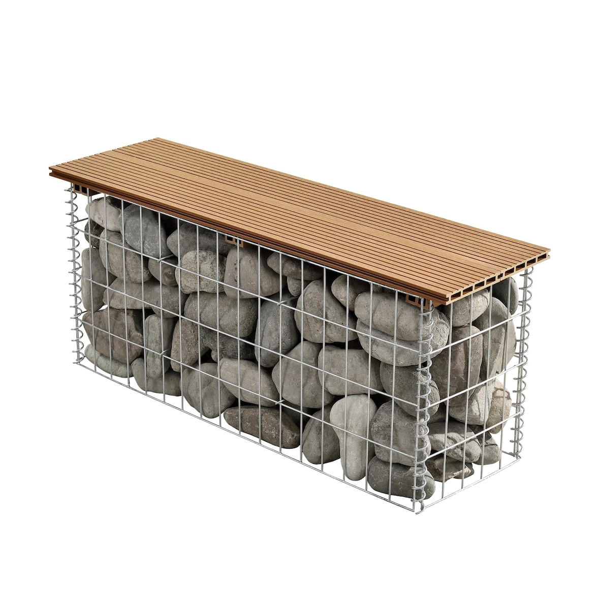 Helloshop26 - Panca da giardino in gabbione 100 x 30 x 5 cm teak marrone chiaro 03_0006436