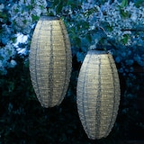 thumbnail of LED Solar Lampions oval Blumenmuster blau 40cm Balkon Terrasse 2St