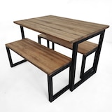 thumbnail of Conjunto Mesa y Bancos iCub Strong Negro 120x80cm en madera maciza de pino acabado vintage estilo industrial Box Furniture