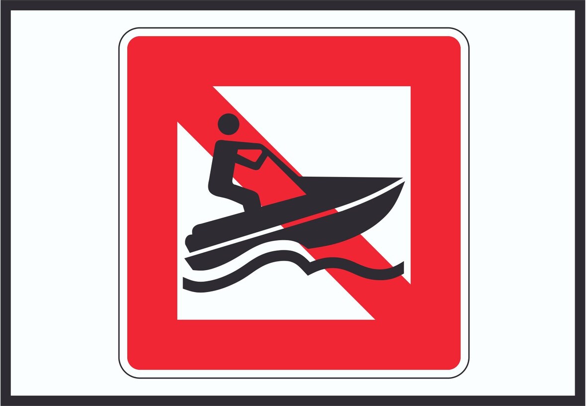 Jetski fahren verboten Symbol A1 Rückseite selbstklebend