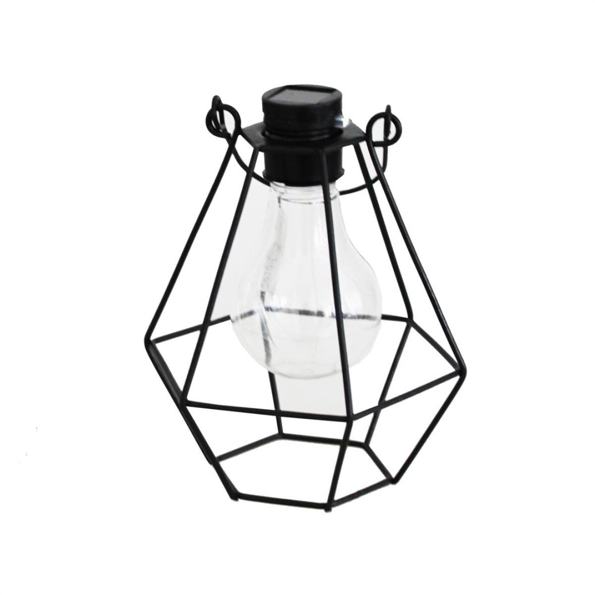 LED Solar Hängeleuchte eckig Industrial Look schwarz Gitter H: 14,5cm