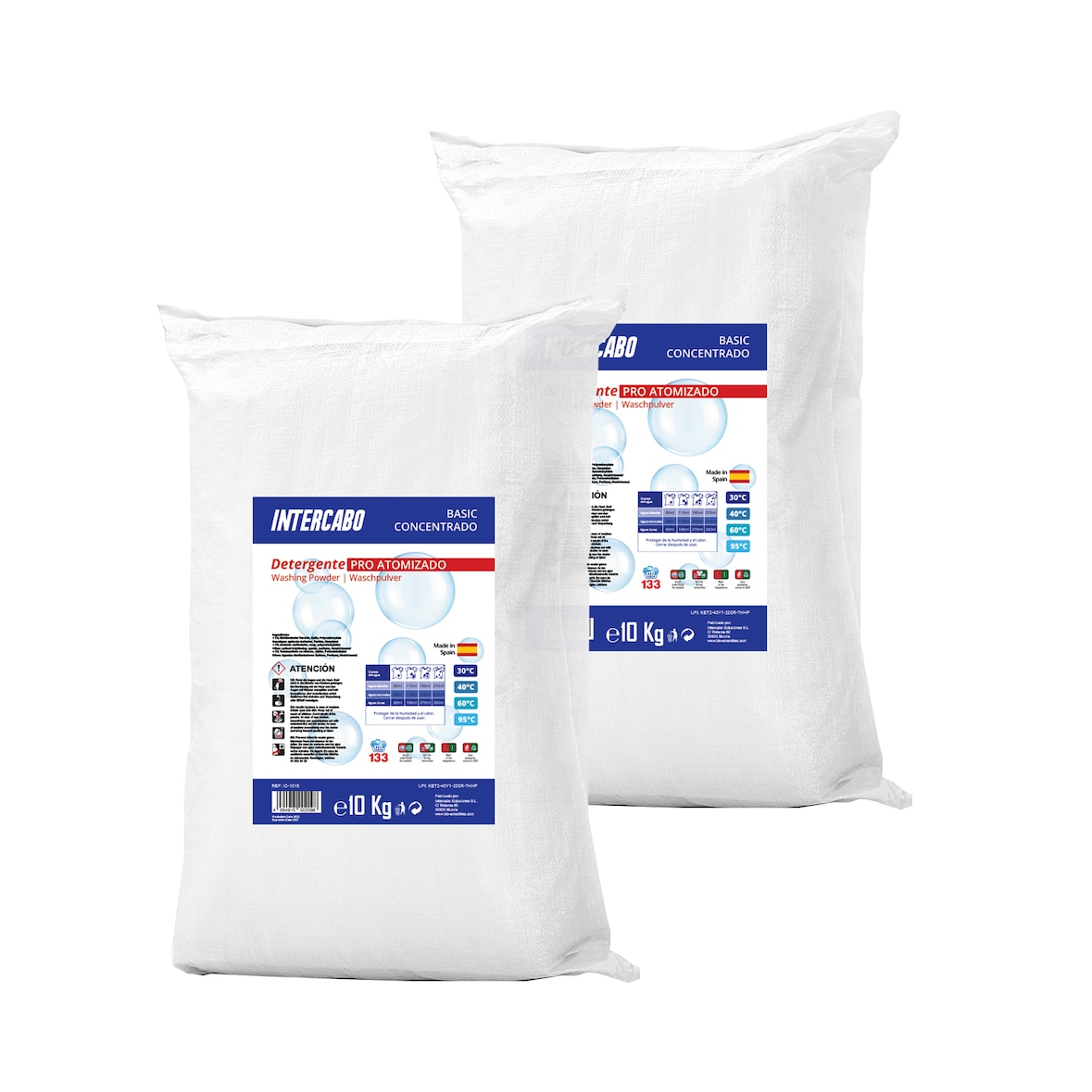 Detergente en polvo atomizado para lavadora | Para ropa blanca y de color | Calidad extra para profesionales | 20 Kg