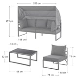 thumbnail of SVITA MAUI Gartenmöbel-Lounge-Set mit Dach Outdoor-Sofa Strandkorb-Sonneninsel Stahl Grau
